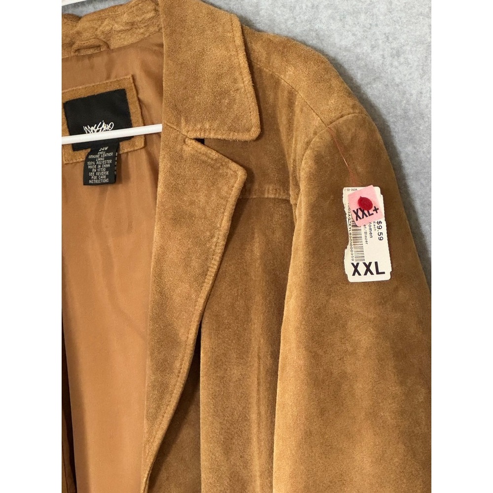 Vintage Suede Leather Blazer Jacket 24W Brown Y2K western dark academia